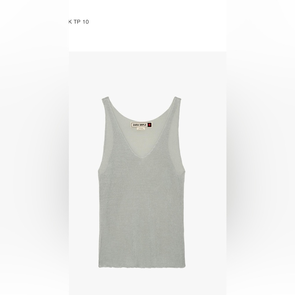 Zara surplus srpls blue Gray Knit Tank Top sleeveless V-neck shirt Racerback